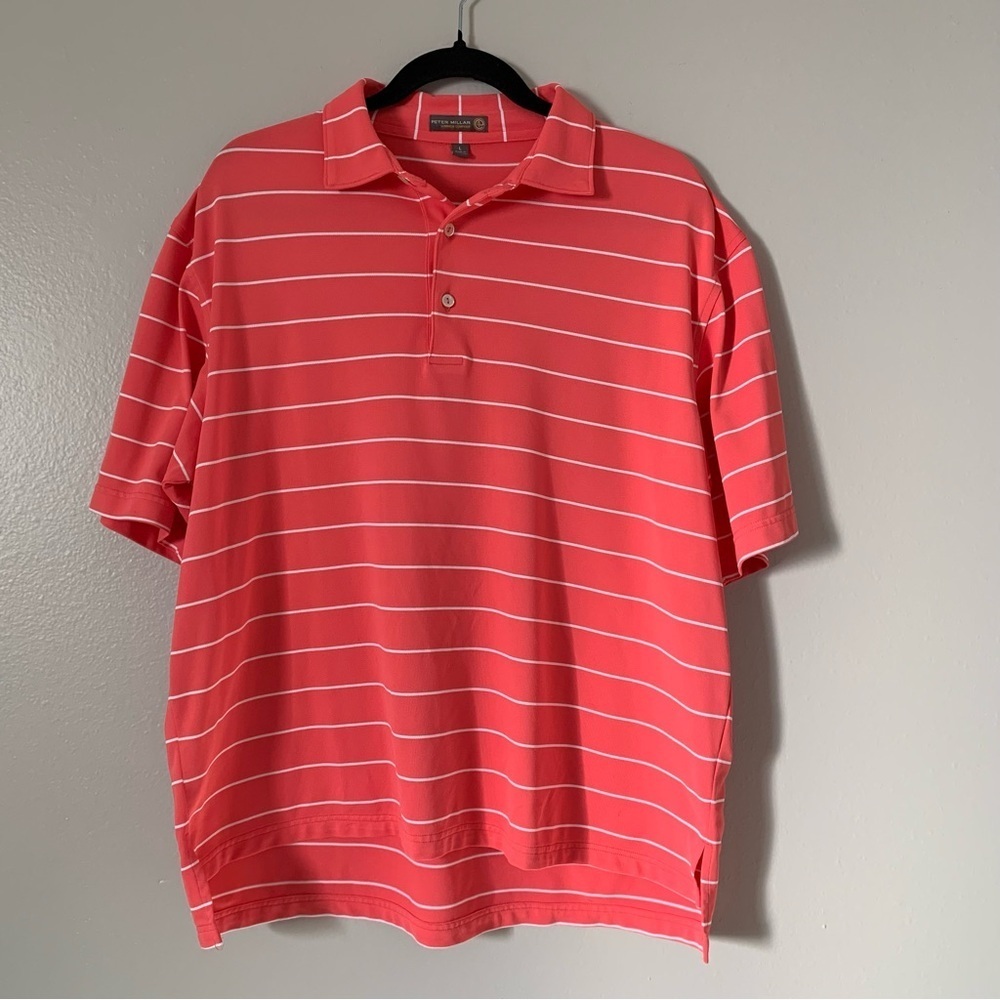 Peter Millar Coral Striped Polo Shirt